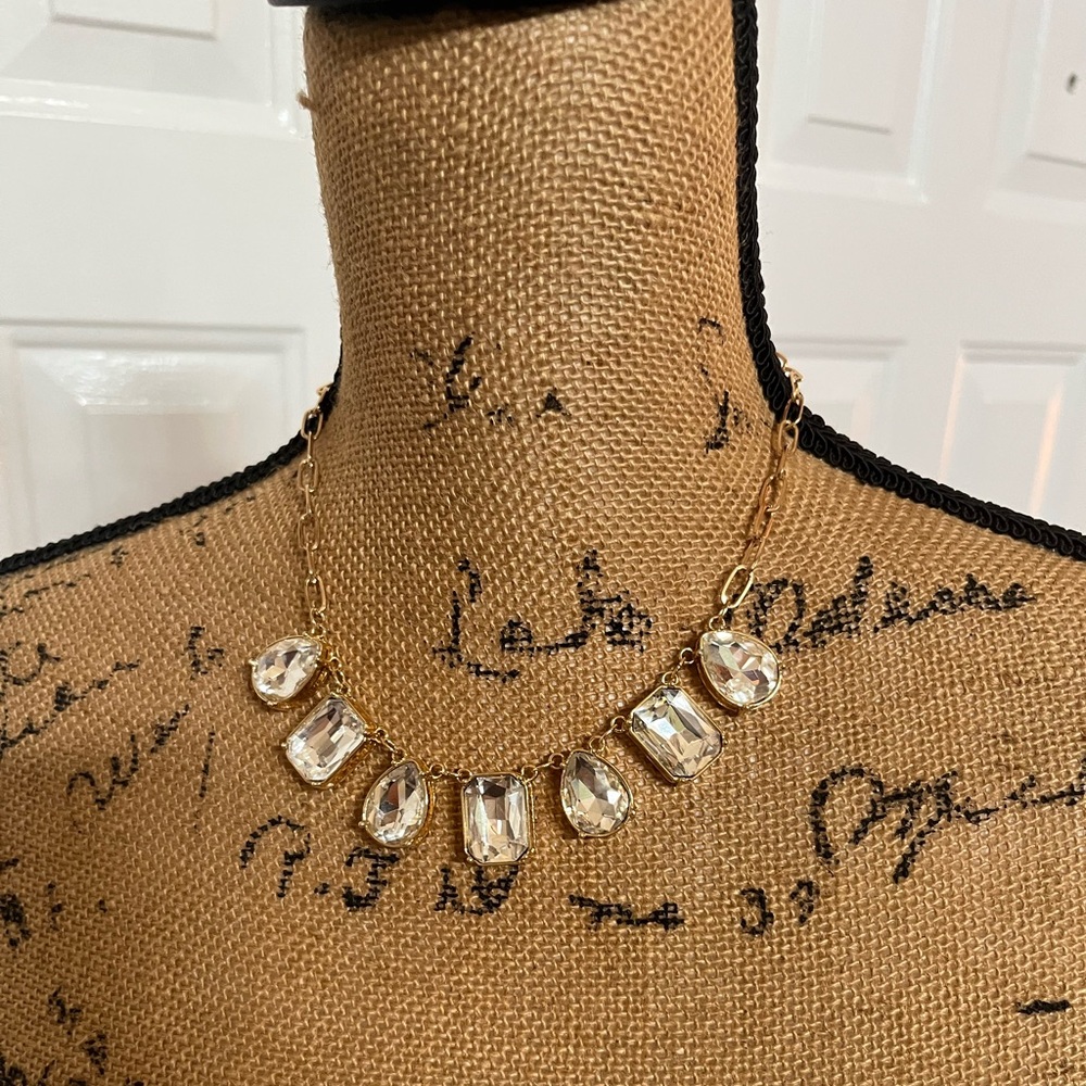 Gold Tone Chrystal Statement Necklace
